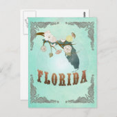 モダンヴィンテージ フロリダ州マップ - ターコイズブルー ポストカード (正面/裏面)