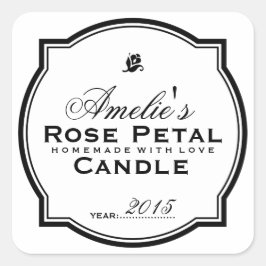 モダンヴィンテージ |石パーソナライズされたけん&キャンドル スクエアシール