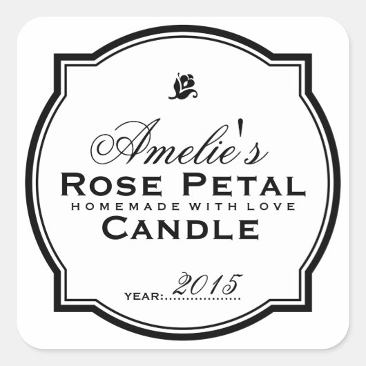 モダンヴィンテージ |石パーソナライズされたけん&キャンドル スクエアシール (正面)