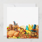 モダン七面鳥の感謝祭かわいい動物 招待状 (裏面)