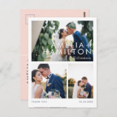 モダン三ミニマル枚の写真結婚ありがとう ポストカード (正面/裏面)