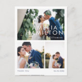 モダン三ミニマル枚の写真結婚ありがとう ポストカード (正面)