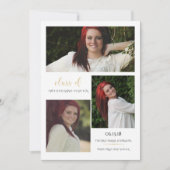 モダン三写真テンプレート最小化卒業 招待状 (正面)