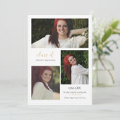 モダン三写真テンプレート最小化卒業 招待状 (スタンド正面)