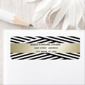 モダン上品な黒/白の金ゴールド幾何ストライプ的 ラベル (インサイチュ)