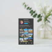 モダン不動産仲介業者エテ実在ートDark Instagramグリッド 名刺 (スタンド正面)