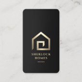 モダン不動産仲介業者エレガント金ゴールド実在ハウスロゴ 名刺 (正面)