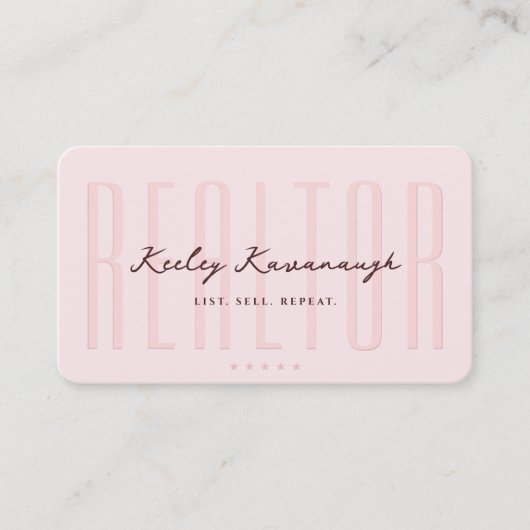 モダン不動産仲介業者フォト実在エステートエージェントピンク 名刺 (正面)