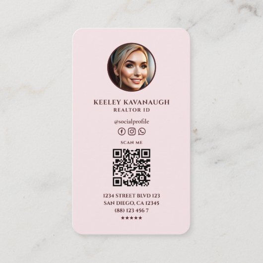 モダン不動産仲介業者フォト実在エステートエージェントピンク 名刺 (裏面)