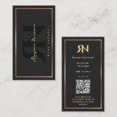 モダン不動産仲介業者ブラックバラ金ゴールドフレ縁どーム 名刺 (正面/裏面)