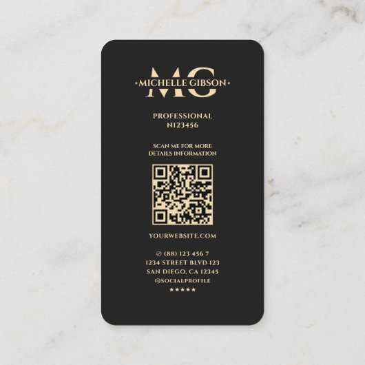 モダン不動産仲介業者ブラック金ゴールド写真EHOロゴモノグラム 名刺 (裏面)