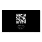 モダン不動産仲介業者ブラックQRコード名刺マグネット マグネット名刺 (正面)