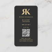 モダン不動産仲介業者モノグラムR Kエステート実在ブラック金ゴールド 名刺 (裏面)