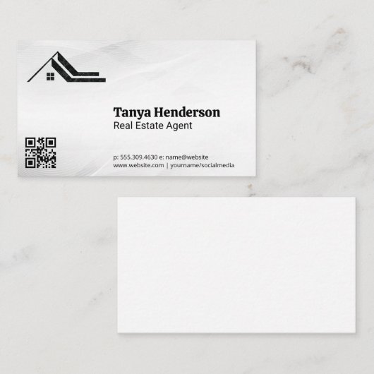 モダン不動産仲介業者ロゴ | QRコード 名刺 (正面/裏面)
