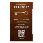 モダン不動産仲介業者実在エステートレザーアポイントメントQR マグネット名刺 (正面縦)