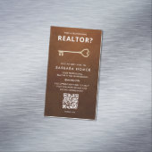 モダン不動産仲介業者実在エステートレザーアポイントメントQR マグネット名刺 (インサイチュ)