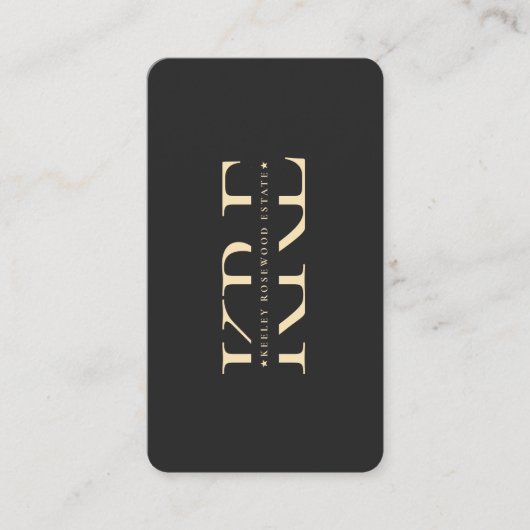 モダン不動産仲介業者実在エステート剤モノグラムブラック 名刺 (正面)