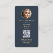 モダン不動産仲介業者実在エステートAgentフォトブルー 名刺 (裏面)