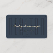 モダン不動産仲介業者実在エテート濃い青金ゴールド 名刺 (正面)