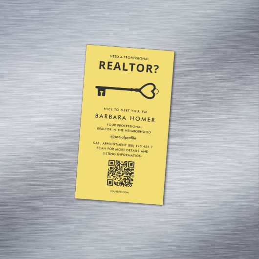 モダン不動産仲介業者実在エテート黒と黄色 マグネット名刺 (インサイチュ)