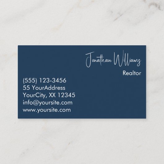 モダン不動産仲介業者実在エージェントのフォトブルー 名刺 (裏面)