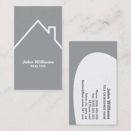 モダン不動産仲介業者実在グレーの名刺 名刺 (正面/裏面)