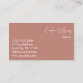 モダン不動産仲介業者実在代理写真ほこりっぽいバラ 名刺 (裏面)