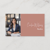 モダン不動産仲介業者実在代理写真ほこりっぽいバラ 名刺 (正面)