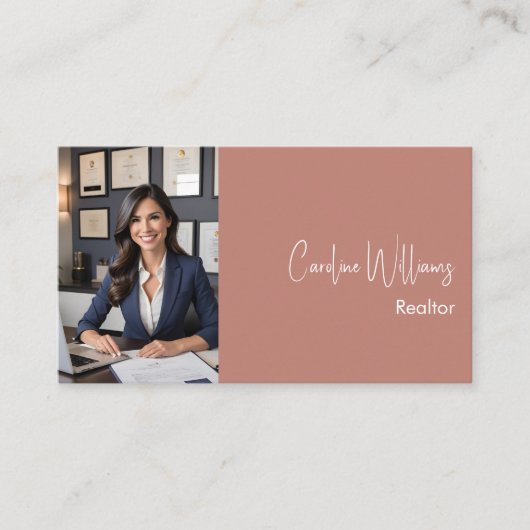 モダン不動産仲介業者実在代理写真ほこりっぽいバラ 名刺 (正面)