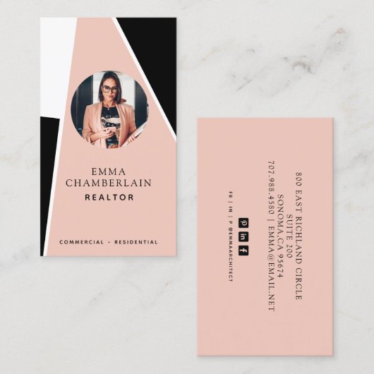 モダン不動産仲介業者実在写真 名刺 (正面/裏面)