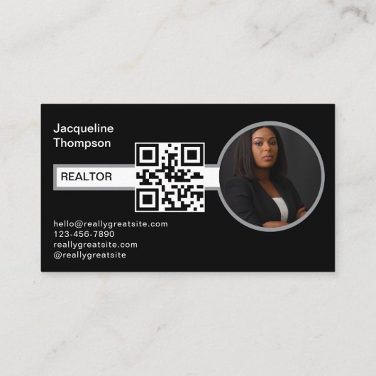 モダン不動産仲介業者実在Estate Agent写真QRコード 名刺 (裏面)