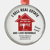 モダン不動産仲介業者私が不動産を売実在る メタルオーナメント (正面)