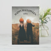 モダン不気味シンプルハッピーハローウィン シーズンカード (スタンド正面)