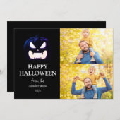 モダン不気味Pumpkin Scriptハロウィーン写真 シーズンカード (正面/裏面)