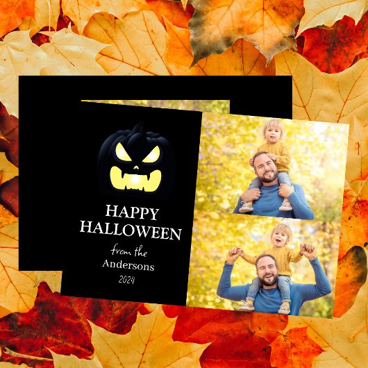 モダン不気味Pumpkin Scriptハロウィーン写真 シーズンカード