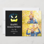 モダン不気味Pumpkin Scriptハロウィーン写真 シーズンカード (正面)