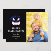モダン不気味Pumpkin Scriptハロウィーン写真 シーズンカード (正面/裏面)