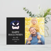 モダン不気味Pumpkin Scriptハロウィーン写真 シーズンカード (スタンド正面)