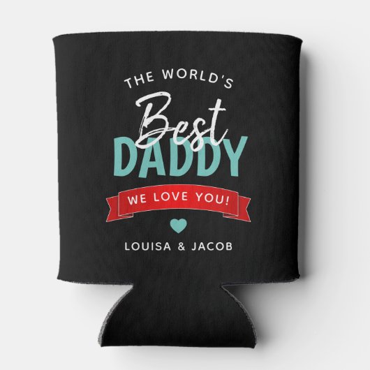 モダン世の中の最高のパパパーソナライズされた 缶クーラー (裏面)