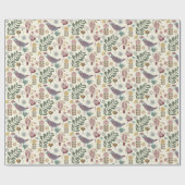 モダン世紀中葉の鳥花 ラッピングペーパー (フラット)