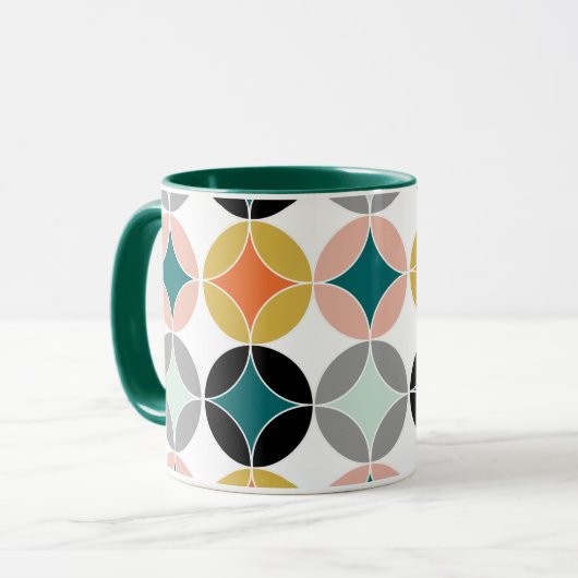 モダン世紀中頃の大輪が繰り返しパターン(の模様が)あるる マグカップ (正面左)