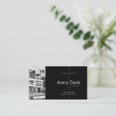 モダン両面アーキテクトの黒と青写真 名刺 (スタンド正面)