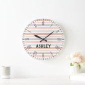 モダン中立ストライプ ラージ壁時計 (ホーム)