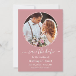 モダン丸エレガント写真フレームほこりバラ セーブザデート