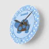モダン亀（青）壁時計の名前を追加 ラウンド壁時計 (傾斜)