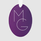 モダン二イニシャル |深い紫パステルグラデーションス オーナメント (裏面)