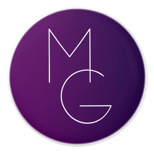 モダン二イニシャル |深い紫パステルグラデーションス セラミックノブ (正面)