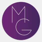 モダン二イニシャル |深い紫パステルグラデーションス ラウンドシール (正面)