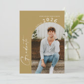 モダン二ミニマル写真金ゴールド卒業会 招待状 (スタンド正面)
