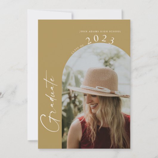 モダン二ミニマル写真金ゴールド卒業会 招待状 (正面)